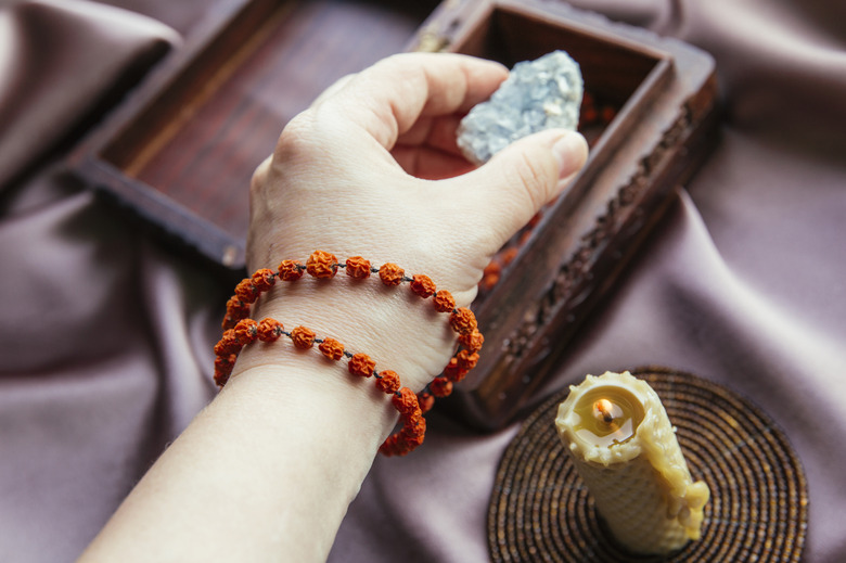 A bracelet made of natural dried rowan berries.