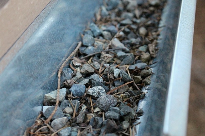 Pea gravel in gutter