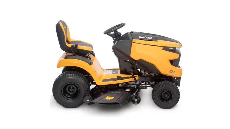 The Cub Cadet Enduro XT1 riding lawn mower with a yellow and black design, displayed on a white background.
